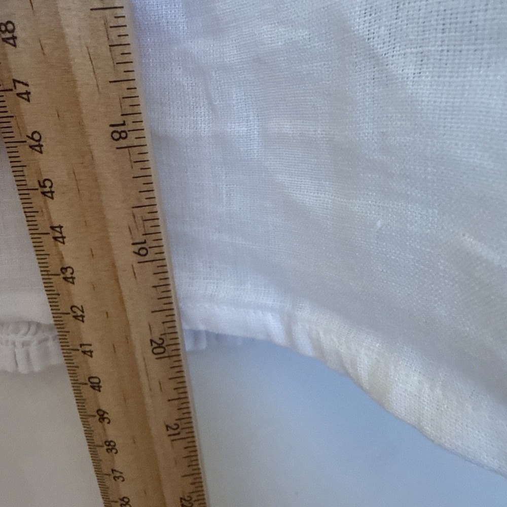 NWT joie 100 % Linen Size Xl Sleeveless Tie Up White Top With Ruffle Arm Rushing - Picture 11 of 12